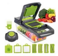 Cortador de vegetales de acero inoxidable con hojas intercambiables para dados y juliana en cocina moderna
