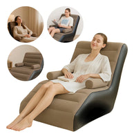 Silla inflable reclinable de lujo con respaldo alto y reposabrazos acolchados para máxima relajación y confort en casa