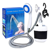Regadera portátil recargable con boquilla de lluvia para camping y viajes exteriores
